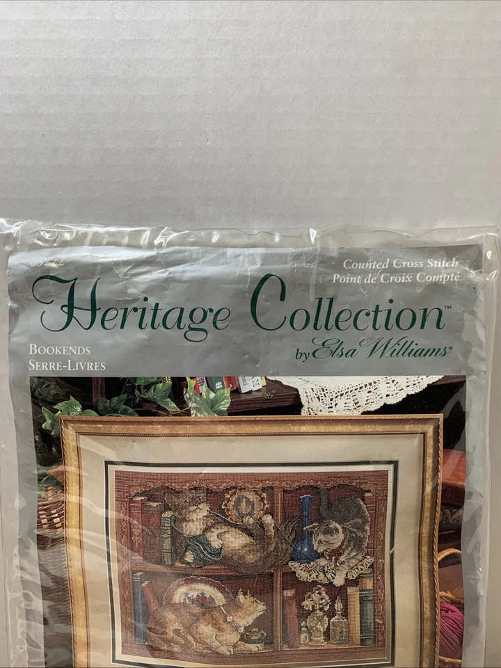 Colección Heritage Sujetalibros Elsa Williams Contado Punto de Cruz 03223 Gatos 1999 Foto 3 de 4