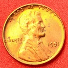 1951-P Lincoln Wheat Cent Penny GEM RED BU From an Original Bank Roll