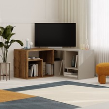 GLIS Corner or Wall TV Stand – 145cm Wide Media Unit with Open Shelves – Modern