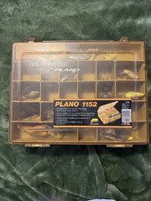 Plano 1152 Magnum a popular vintage, double-sided plastic tackle box with lures.