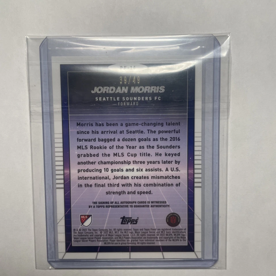 2022 Topps Finest MLS - Prized Footballers Jordan Morris Autograph/49 #PF-14 - Image 2 of 2