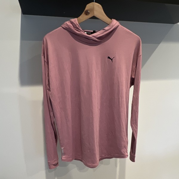 PUMA Studio Women’s Pink XS Pullover Hoodie Long Sleeve Logo Knit