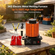 1750W Electric Melting Furnace 3KG Metal Gold Silver Copper Metal Smelter UK