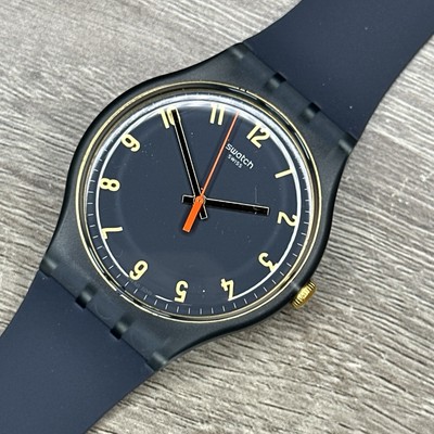 NEW✓ Swatch NUIT BLEUE Number Blue Dial Blue Silicone 