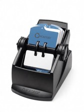 Rolodex Rotary Mini Card File Black w/ Cover A–Z Guide R2G Card Size 2.75"x1.5"