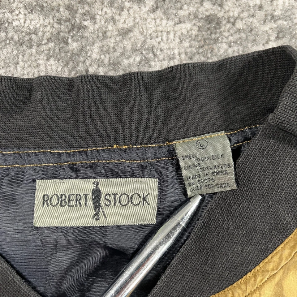 Chaqueta De Colección Robert Stock Para Hombre Grande L Marrón Seda Bombardero Cremallera Completa Años 90 Ligera Foto 4 de 4