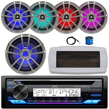 JVC 1-DIN Marine Bluetooth CD Receiver, 4x 6.5" 225W Max Speakers, 10" Subwoofer