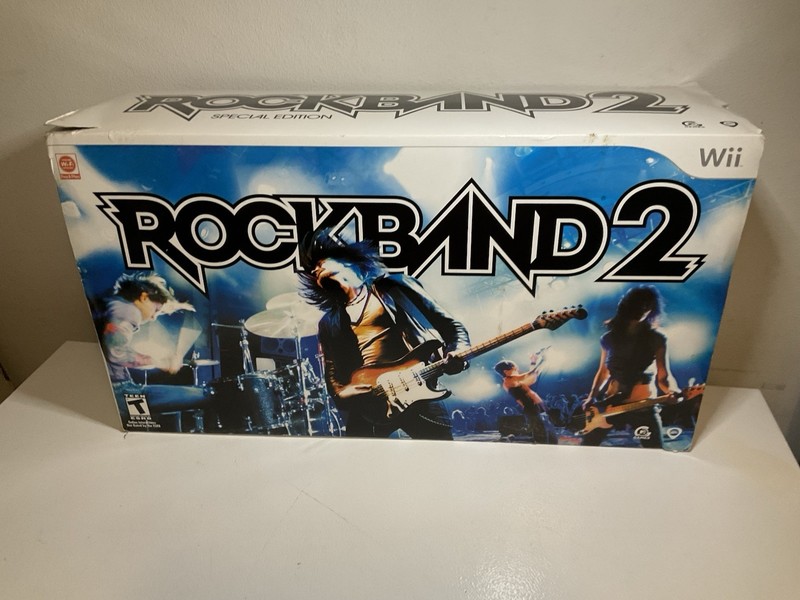 WII Rockband 2 Set Drums Guitar In Box