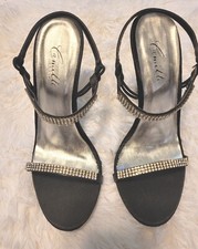 Camille Woman Shoes Black Heels With Rhinestone -Size 7