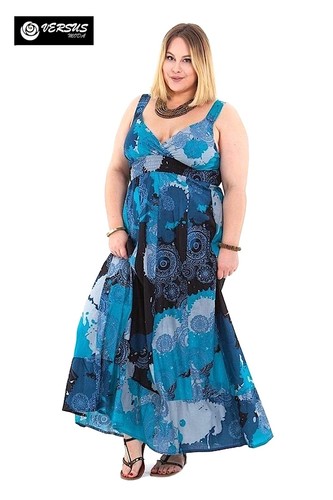 Vestito Lungo Donna Curvy Taglie Grandi Woman Oversize Maxi Dress AVROP0113  | eBay