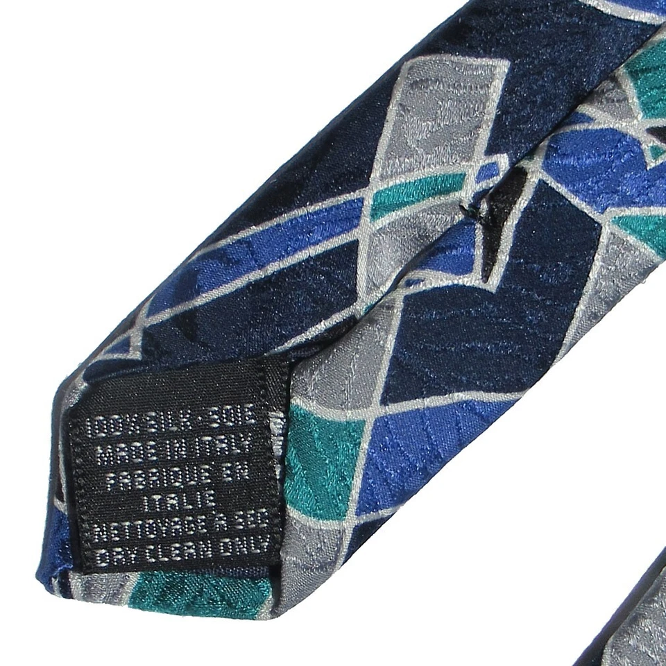 Галстук мужской геометрический дизайн галстук синий зеленые полосы мужской галстук - Изображение 3 из 4