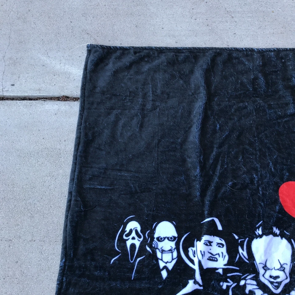 恐怖电影朋友抓绒毯 40 英寸 x 50 英寸万圣节 Freddy Jason Scream 罕见 — 第 2/4 张图片