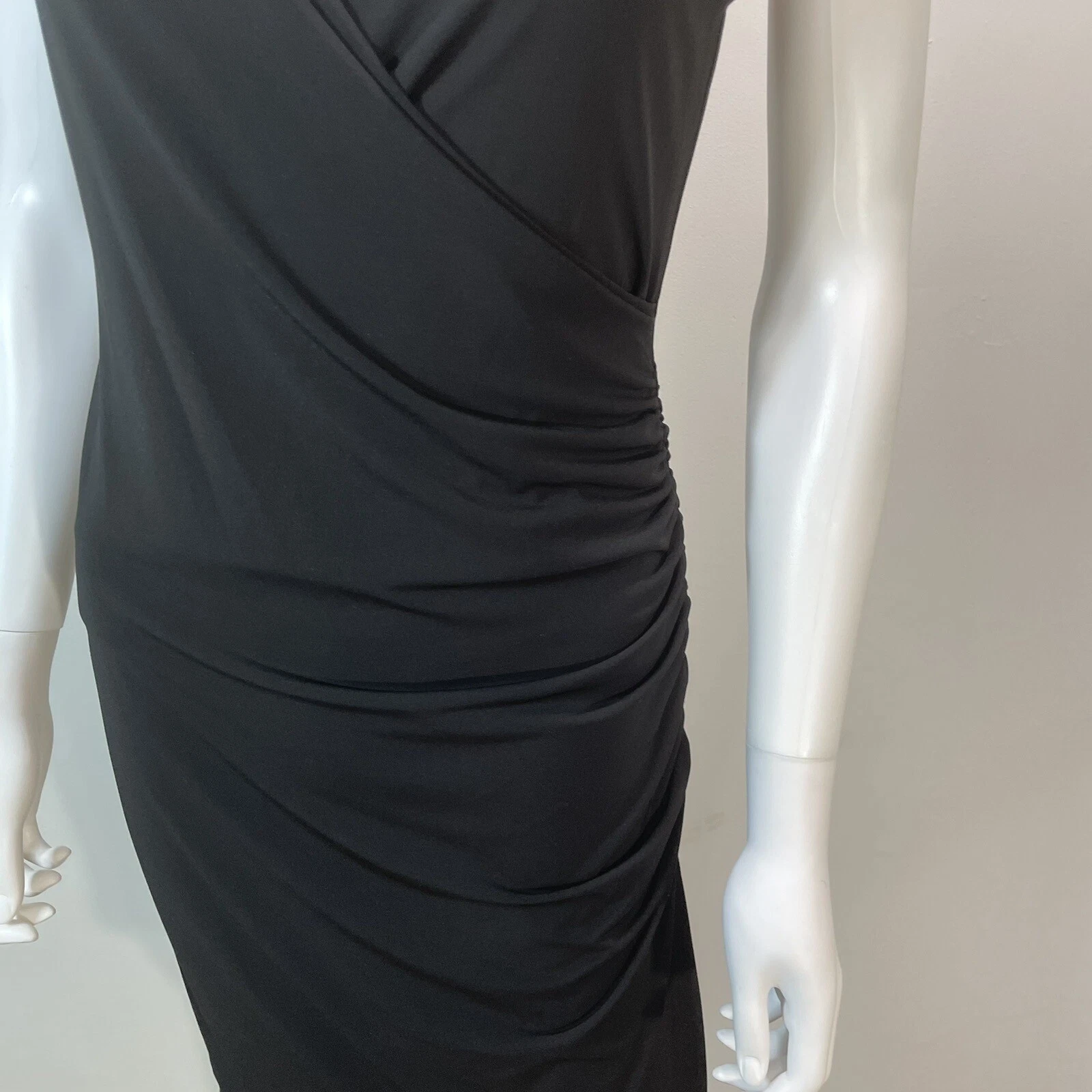 abito michael kors nero sexy aderente fibbia e increspature laterali taglia small