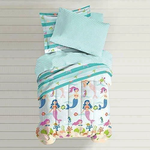 Conjunto de edredom Dream FACTORY Mermaid Dreams, duplo, azul claro - Imagem 2 de 4