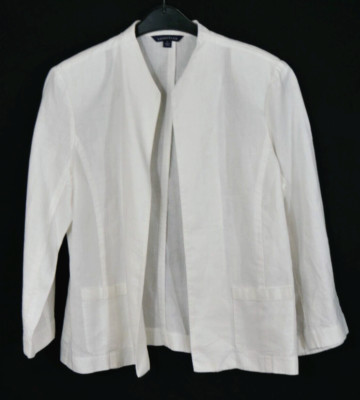 LANDS' END 100% LEINEN Traumhafte Jacke Weiß Elegant Frühling Größe M 38/40 TOP!