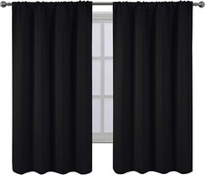 Black Blackout Curtains/42 X 63 Inch/Set of 2 Panels Rod Pocket Room Darkening C