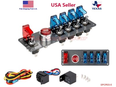 Racing Car 12V Ignition Switch Engine Start Push Button LED Toggle Panel Blue