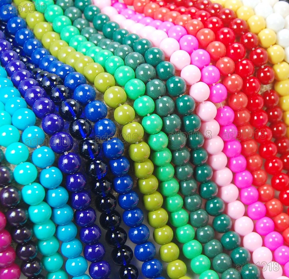 Quality Czech Opaque Glass Pearl Smooth Round Beads 16"4,6,8,10,12mm - Image 3 of 3