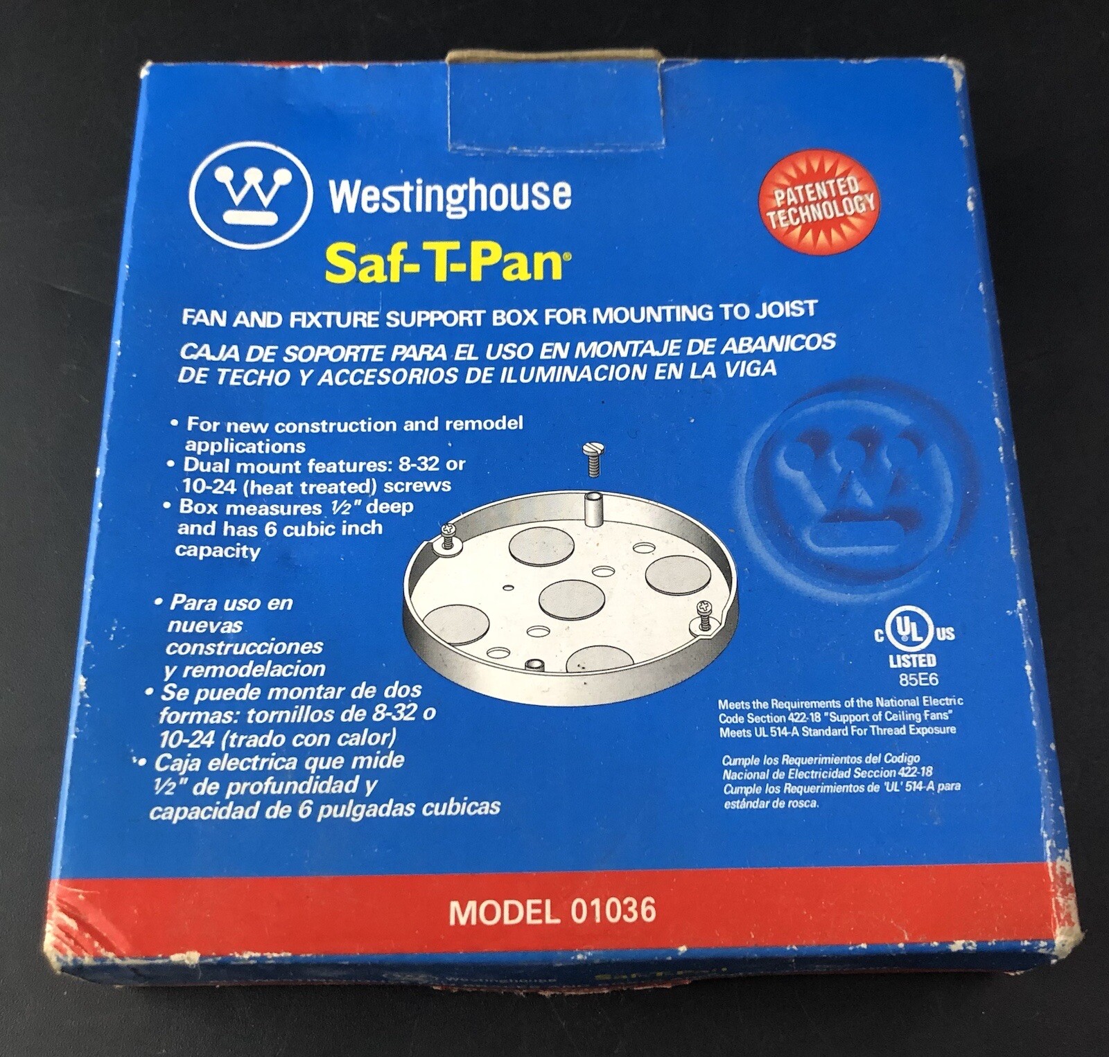 Westinghouse Model 01036 1/2 Saf-T Pan For Ceiling Fans Vf10