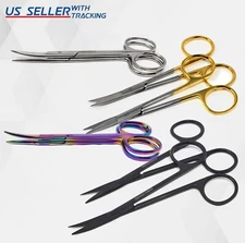 2 Iris Scissors 4.5" Curved & Straight Surgical Dental Instruments German Grade