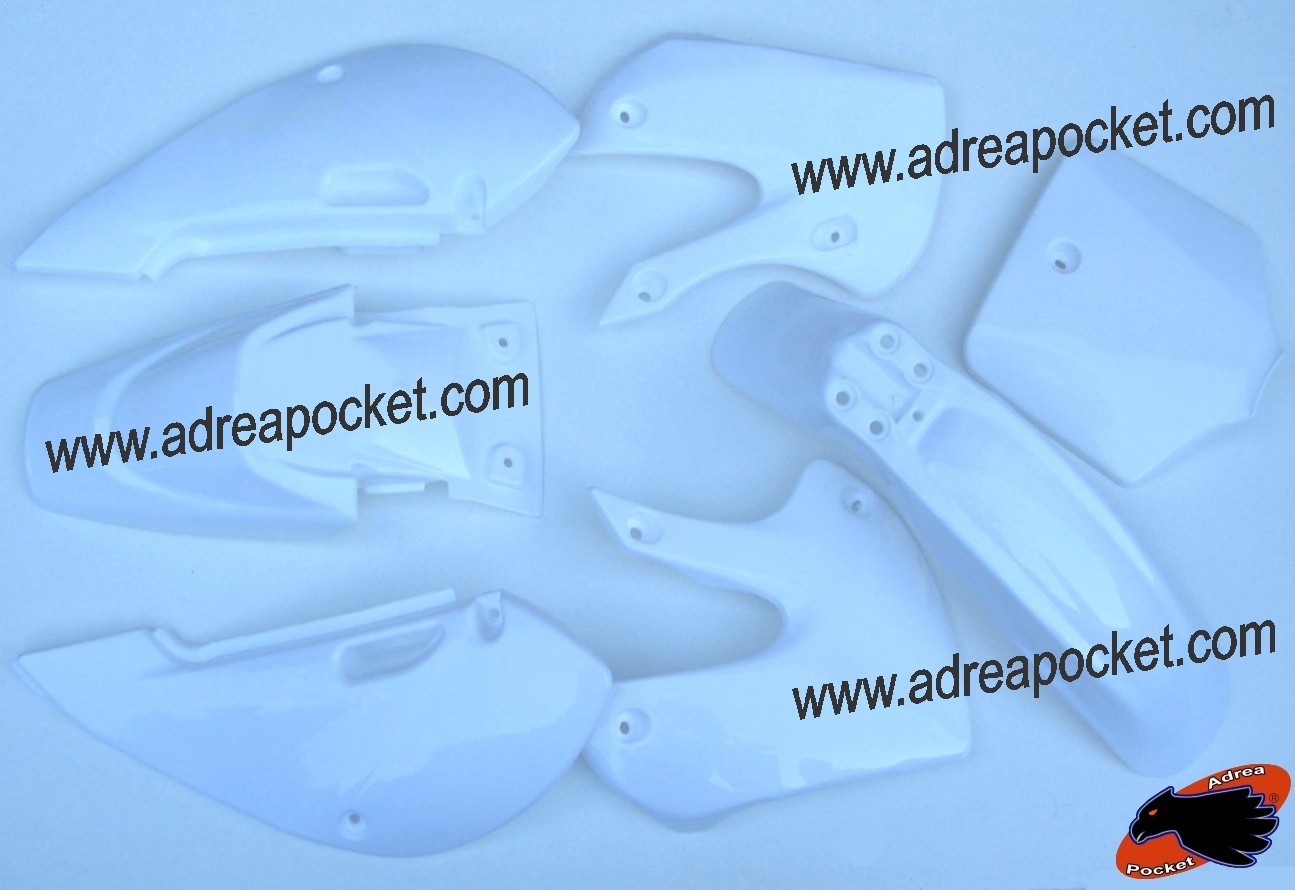 Kit plastique dirt bike blanc avec carénage complet type KLX 110