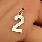 Vintage 925 Sterling Silver Number 2 Charm Pendant 3/4" (0.3g)