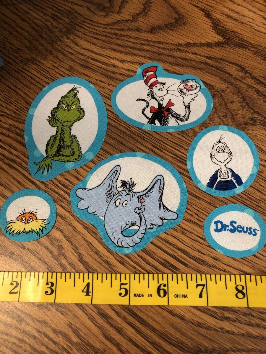 Dr. Seuss fabric Iron On Appliques style 5 Grinch Horton Lorax Cat In Hat