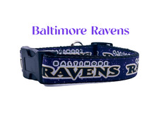 Ravens dog collar handmade adjustable buckle collar football 1" wide or leash