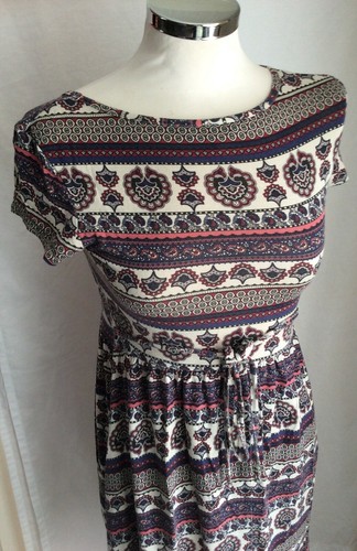 Paisley Style Print Dress. Size 10. NEW LOOK. Cap Sleeves. 32" Long - Picture 3 of 5