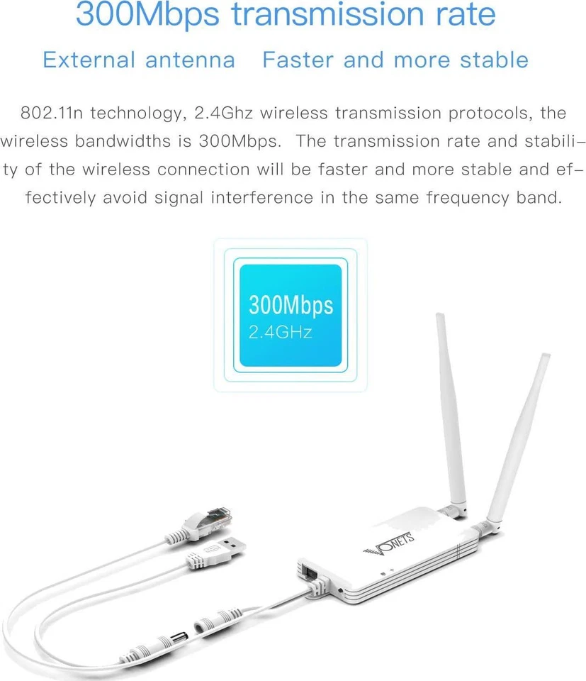 VONETS 2.4G 300Mbps High Power Ethernet WiFi Bridge Wireless To Wired Repeater - Image 4 of 4