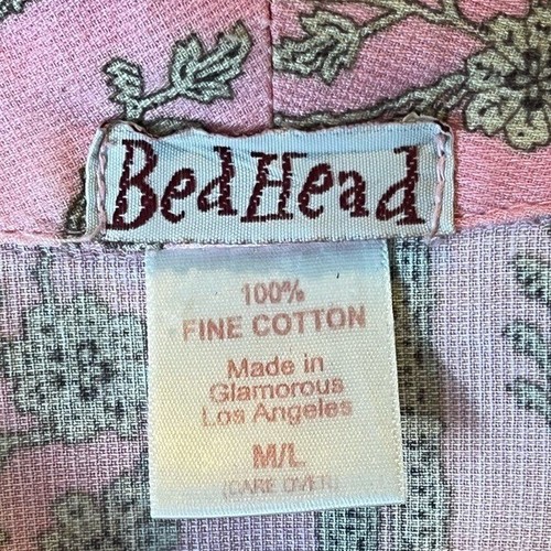Bedhead Long Robe 100% Cotton Eiffel Tower Paris Print Belted Pockets Pink M/L - 第 2/6 張圖片