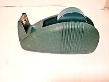 Vintage Scotch TAPE DISPENSER Art Deco Whale Tail Heavy Cast Iron GREEN