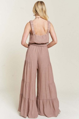ELASTIC STRAP TIERED JUMPSUIT - Picture 3 of 22