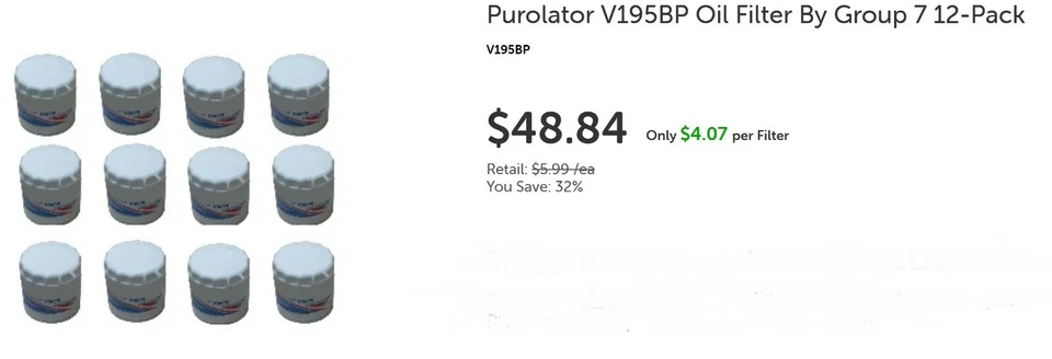 (Caixa de 12) Filtros de óleo de motor GROUP 7 V195 pacote a granel V195BP [M1S2]   - Imagem 2 de 4