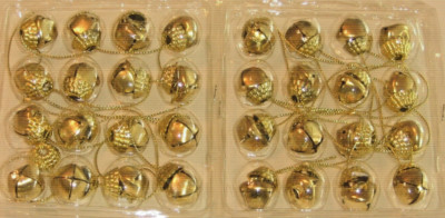 Mini Ring Bell Ropes Christmas Bell Ropes Miniature Ornaments 4 Sided Metal Shiny Gold 3/4 ...