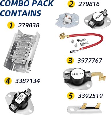 279838 Dryer Heating Element Kit For Whirlpool Amana Maytag