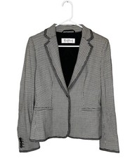 Max Mara Made in Italy Virgin Wool Houndstooth Blazer Size 10 Polka Dot Detail