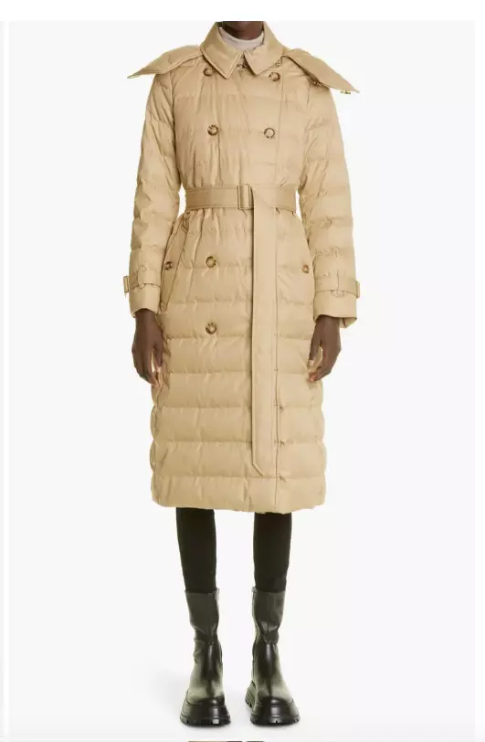 Burberry double breasted puffer coat sales
