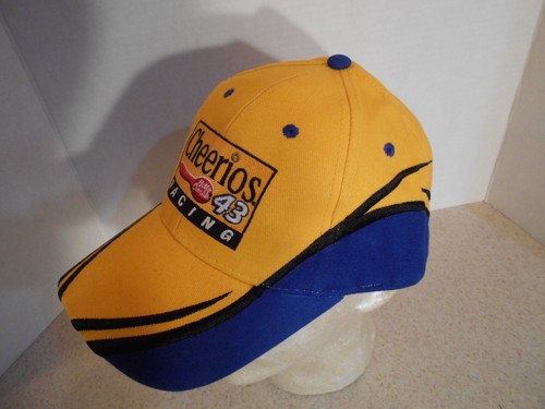 Sombrero de carreras Cheerios #43 NASCAR Lebonte correa trasera amarillo azul diseño deportivo - Imagen 3 de 10