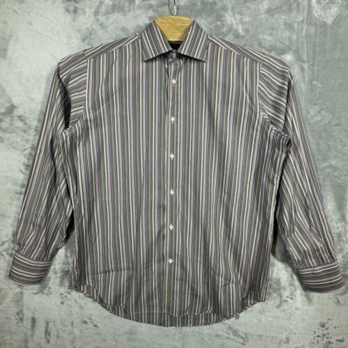 Tailorbyrd Shirt Men’s Large Multicolor Striped Long Sleeve Flip Cuff Button Up - Imagen 2 de 8