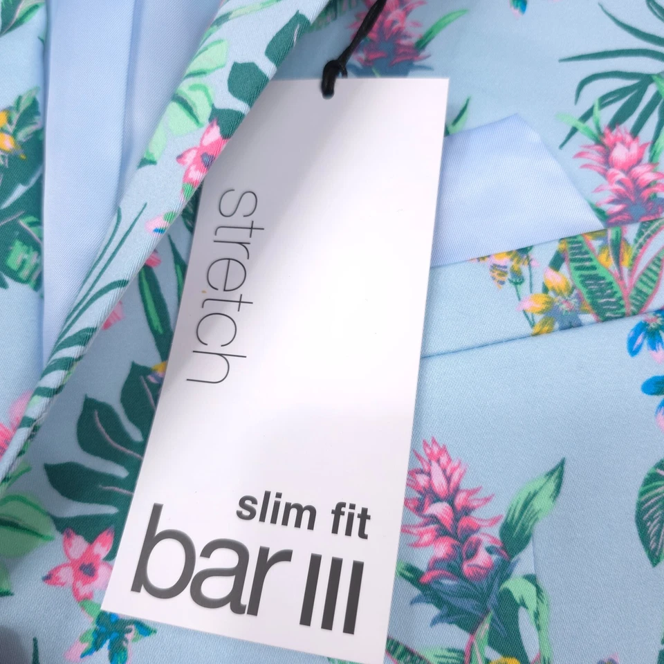 $360 Bar III Gray Floral Print Slim-Fit Sport Coat Blazer Jacket Mens Size 38R - Image 4 of 4