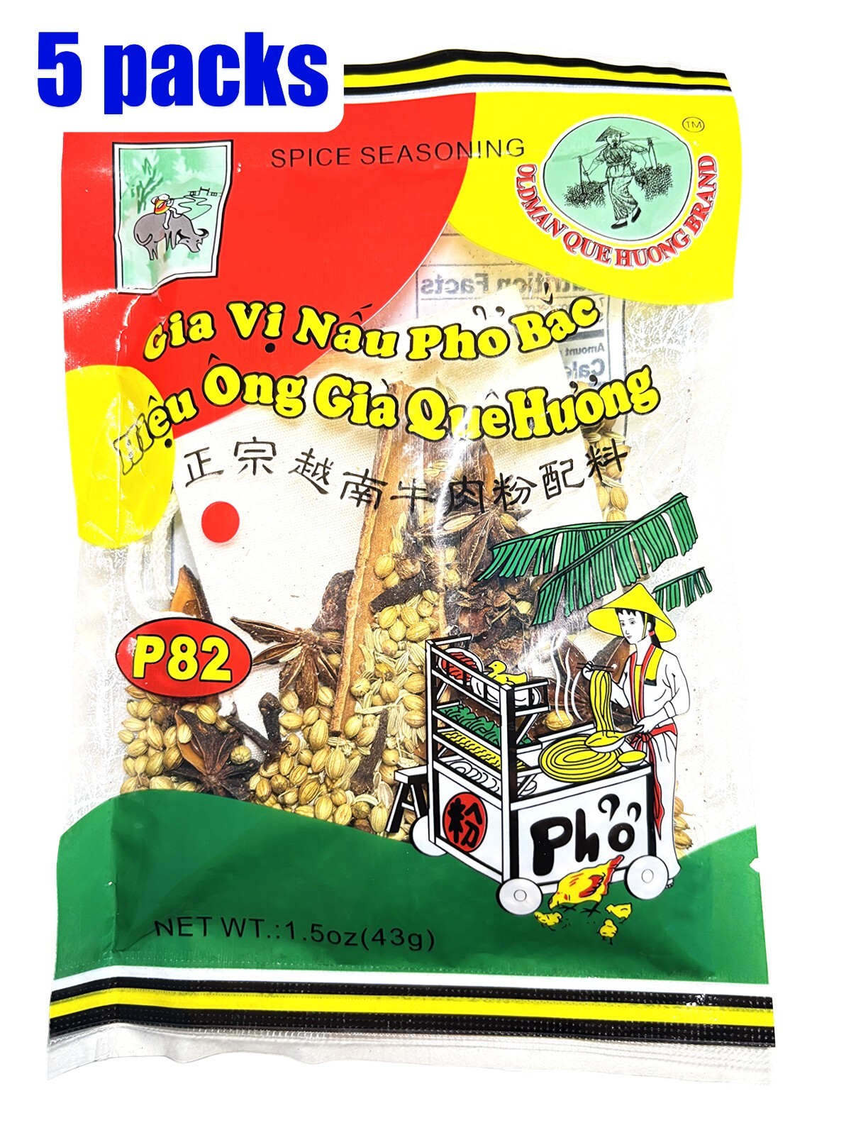 Oldman Que Huong Vietnamese Pho Spice Seasoning 1.5oz (pack of 5)-Gia Vi Pho Bac