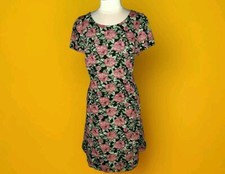 FOREVER 21 Plus Size 2X Dress Black Red Green Floral Short Sleeve
