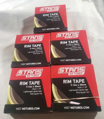 Stan's No Tubes Tubeless Rim Strip/Tape (4) 9.14m x 30mm + (1) 9.14m x 25mm