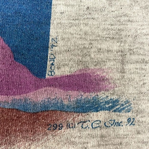 Vintage 90's Anvil Heather Gray 1992 TEXAS Hill Country SUNSET Ringer T Shirt XL - Picture 4 of 10