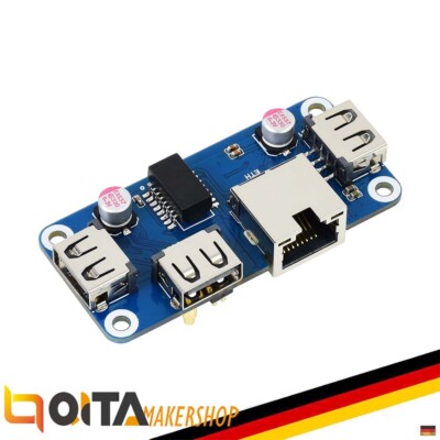 WaveShare Ethernet/ USB HUB HAT (B) für Raspberry Pi Series, 1x RJ45, 3x USB 2,0