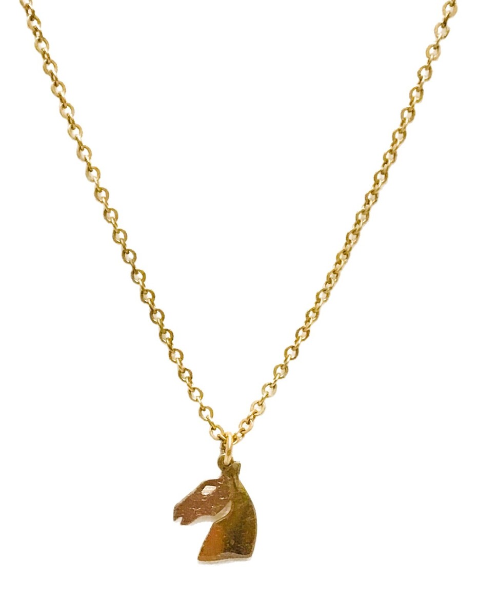 Vintage 12K Gold Filled Horse Pendant Necklace Equestrian Stallion