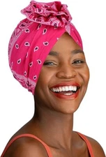 Motique Accessories Paisley Turbans for Women with Pretied Flower Knot Front