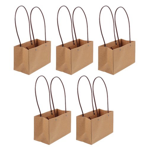 5 Pcs Bouquet Wrapping Paper Bag Flower Gift Bags Kraft Tote eBay