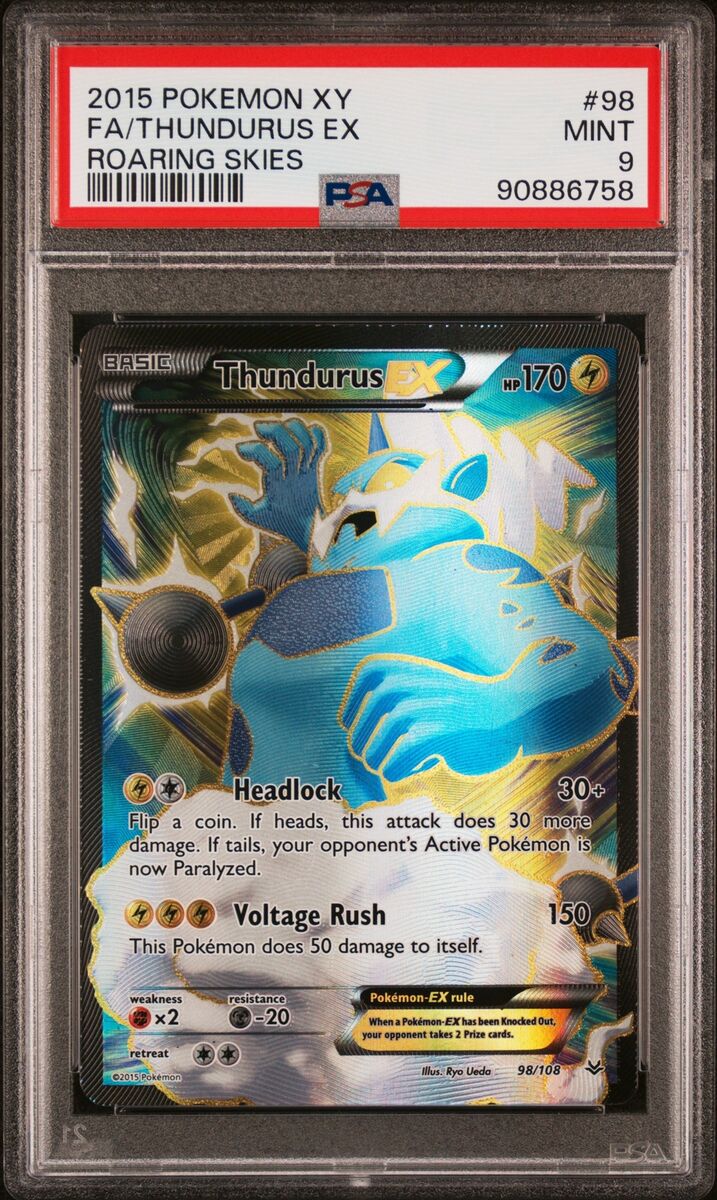 PSA 9 MINT Thundurus EX 98/108 (Roaring Skies) Full Art PSA 9 MINT Thundurus EX 98/108 (Roaring Skies) Full Art